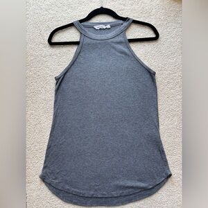 Athleta Ribbed Racerback Tank Top Gray Modal Blend XS